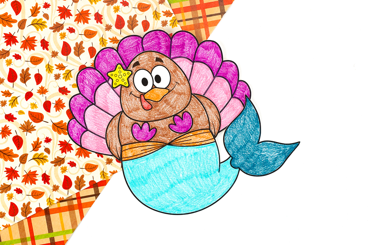 Mermaid turkey disguise craft for kids.