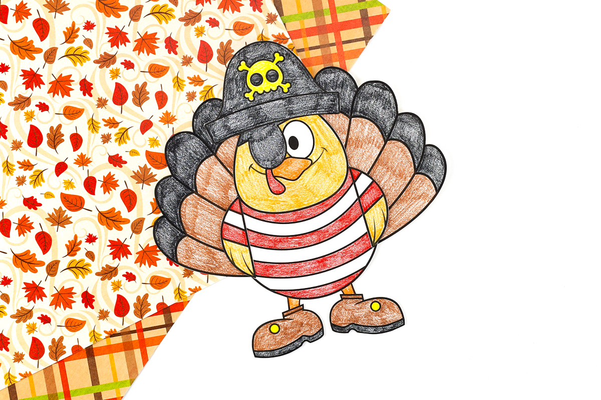 Pirate turkey disguise craft for kids.