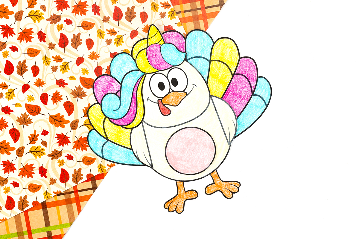 Unicorn turkey disguise craft for kids.