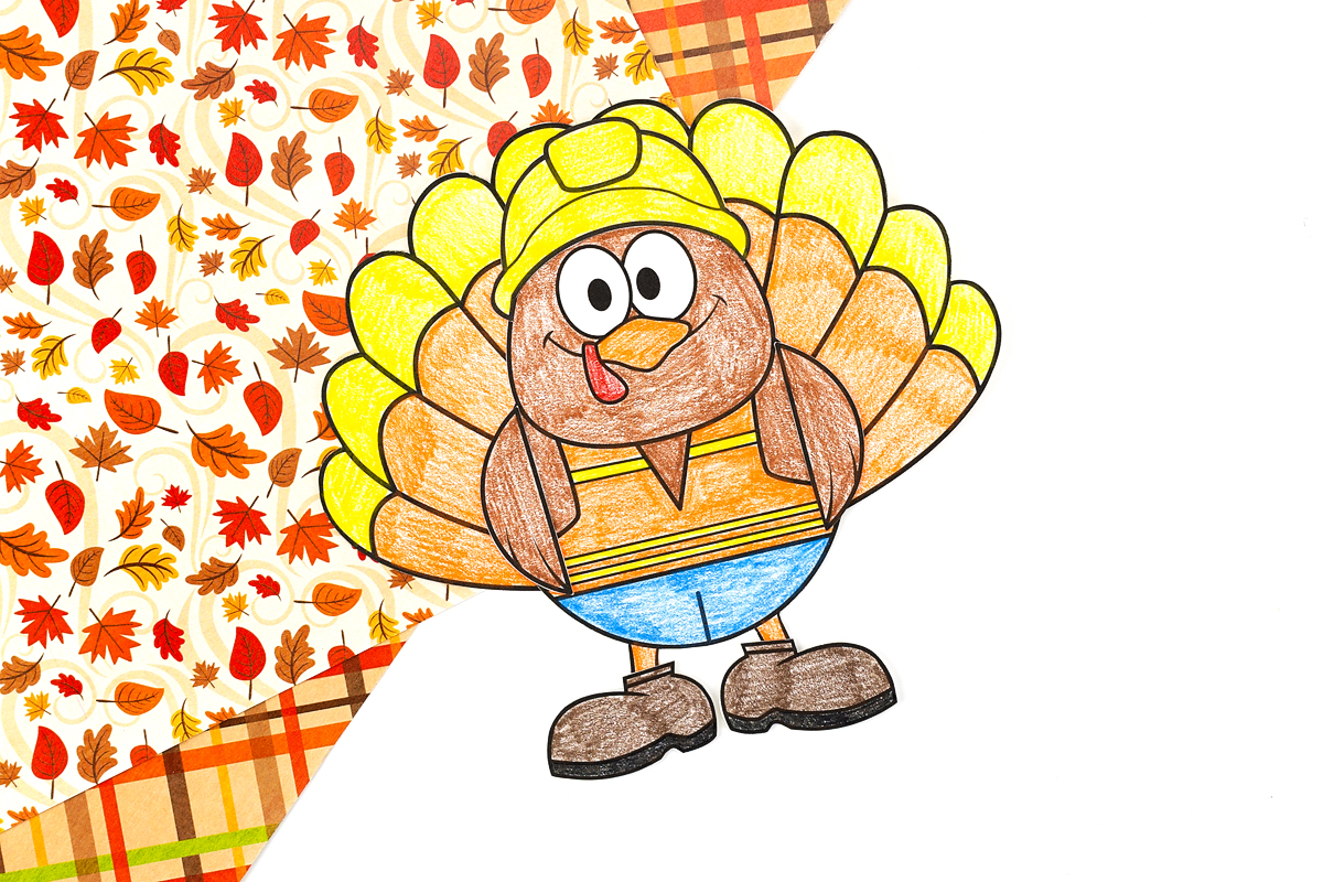 Construction worker turkey disguise craft for kids.