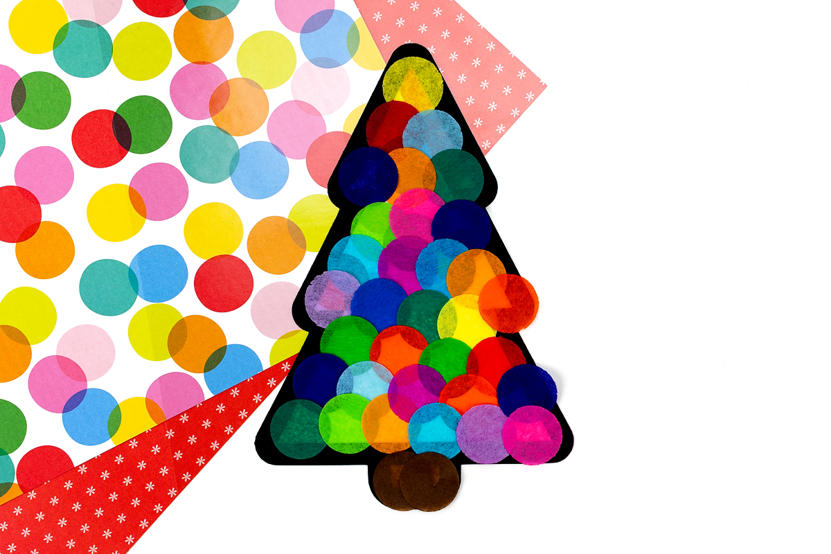 Christmas Tree Suncatcher in process.