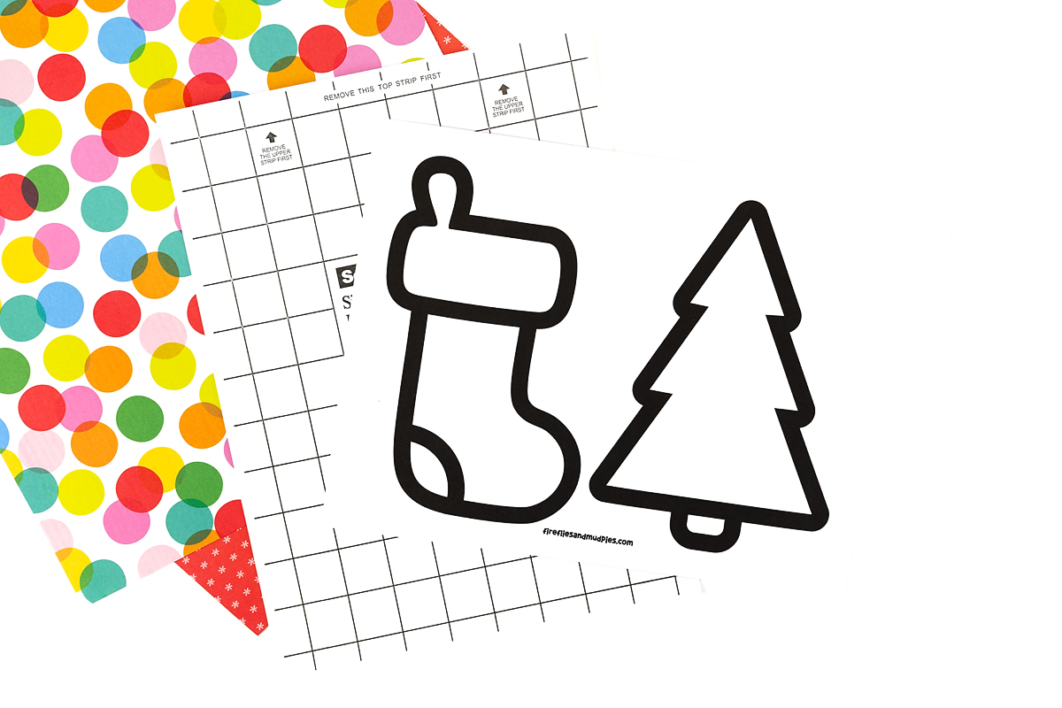 Free printable template for Christmas suncatchers.