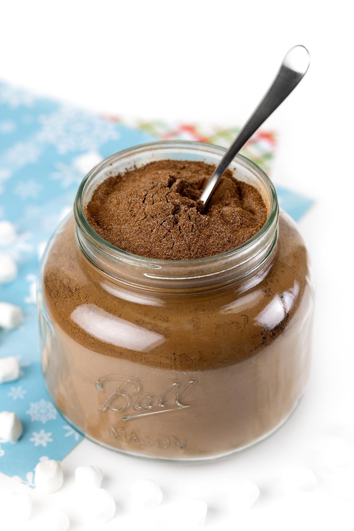 Homemade hot chocolate in a jar.