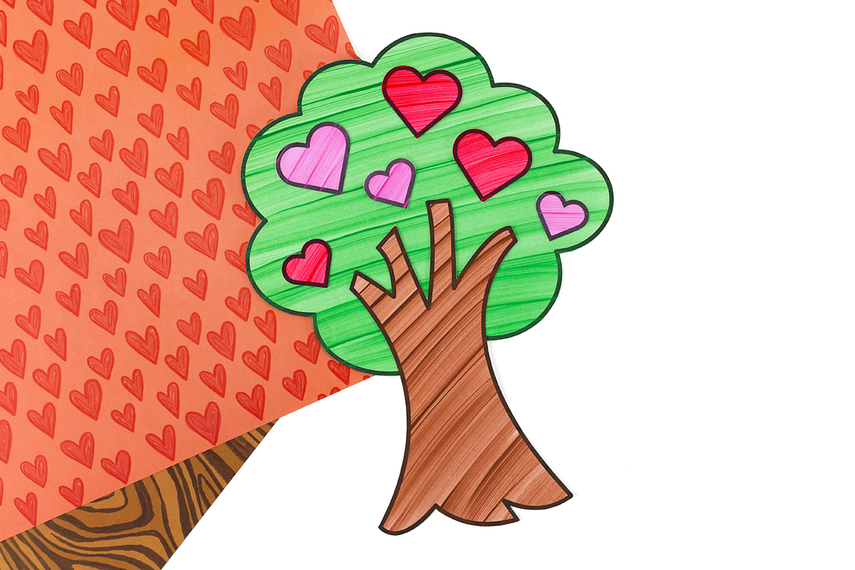 Finished Heart Tree Craft for kids.