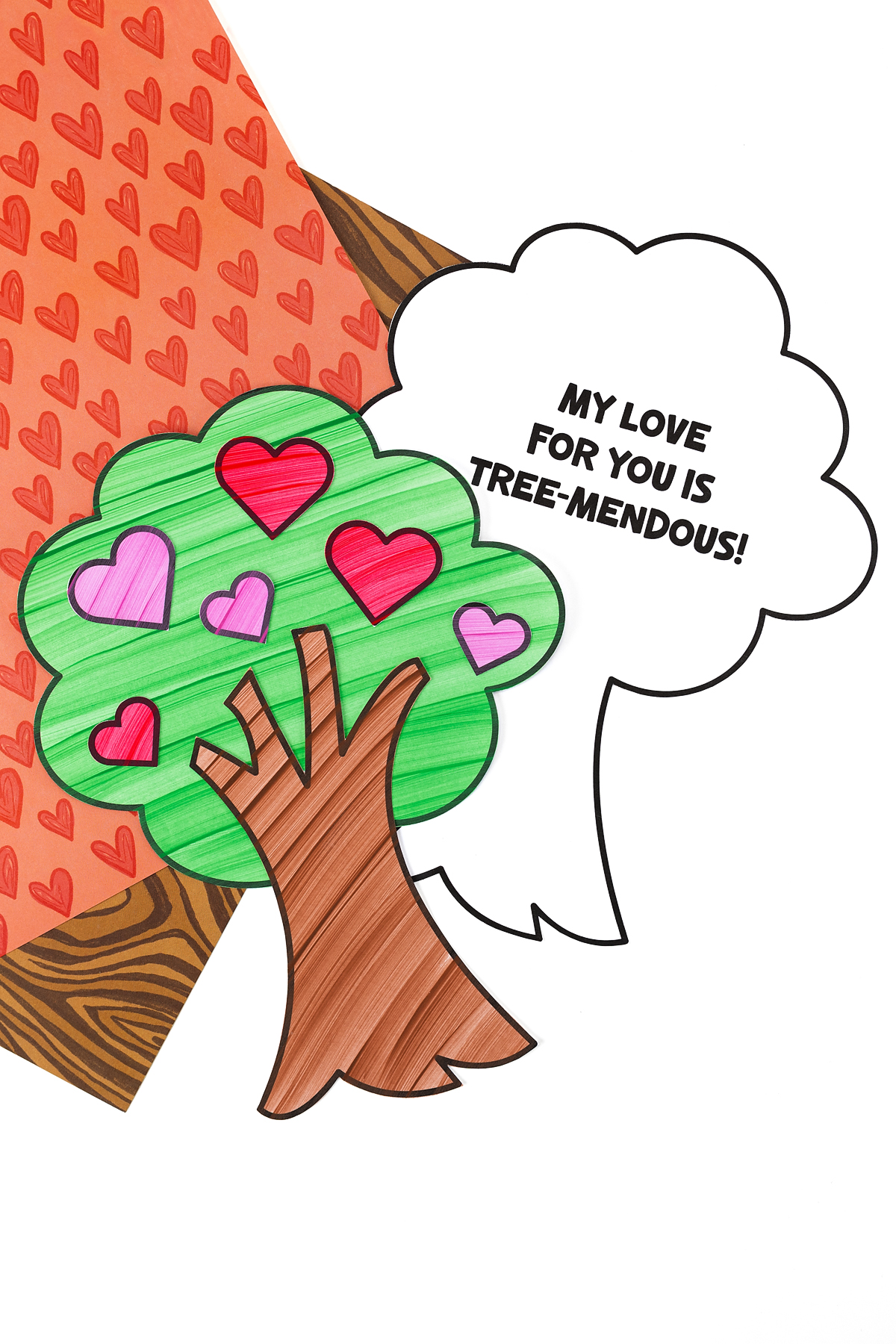 Finished Heart Tree Craft for kids.