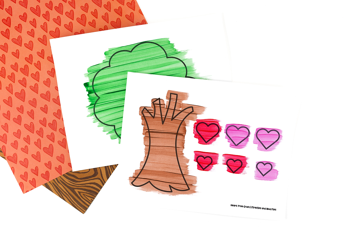 Painted Heart Tree Craft templates.