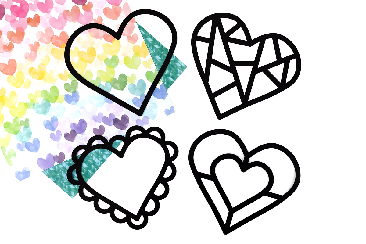 Valentine suncatcher templates cut out.