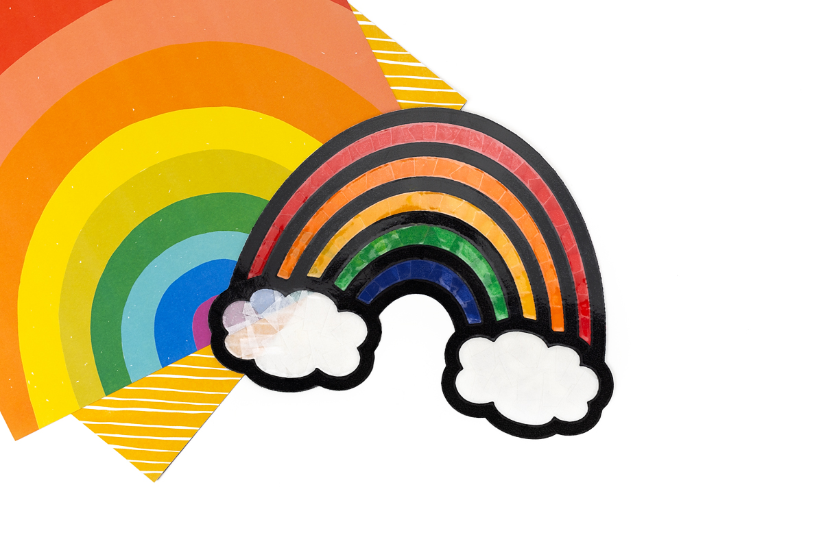 Rainbow Suncatcher cut out and ready to hang.