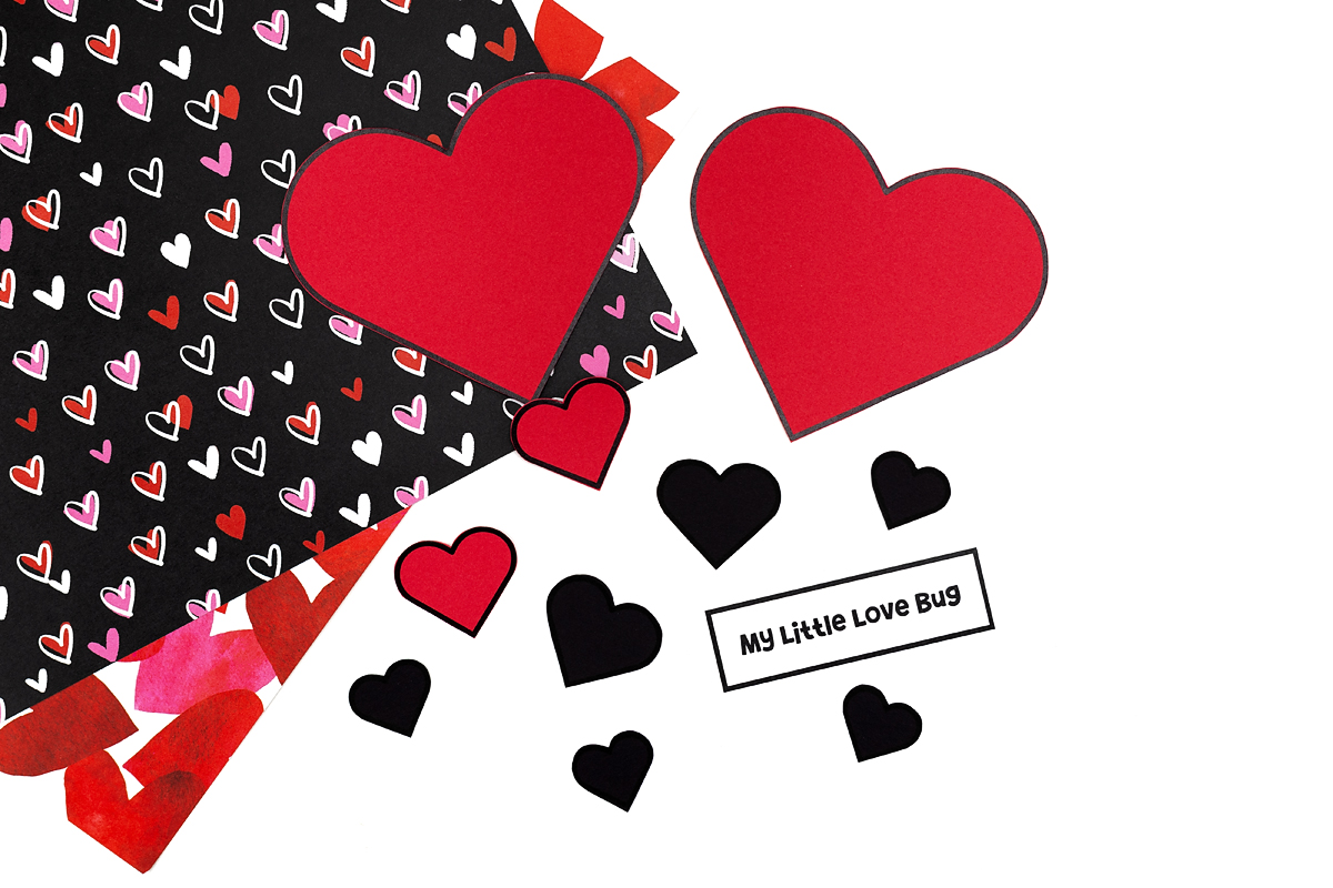 Heart templates cut out for popsicle stick love bug.
