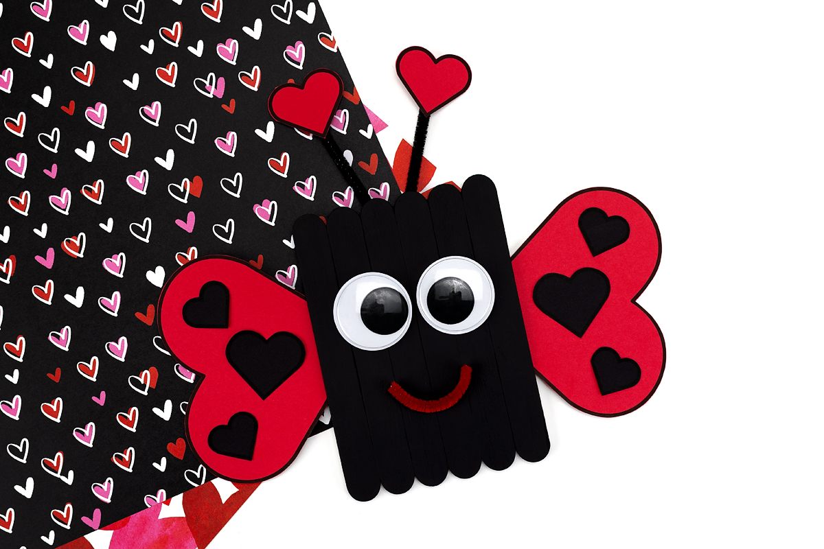 Variation of popsicle stick love bug craft.