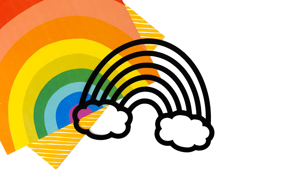 Free printable rainbow suncatcher template cut out.