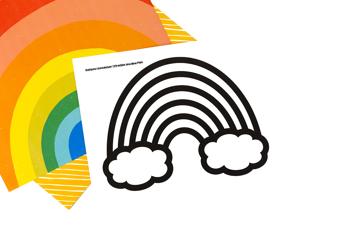 Free printable Rainbow Suncatcher template.