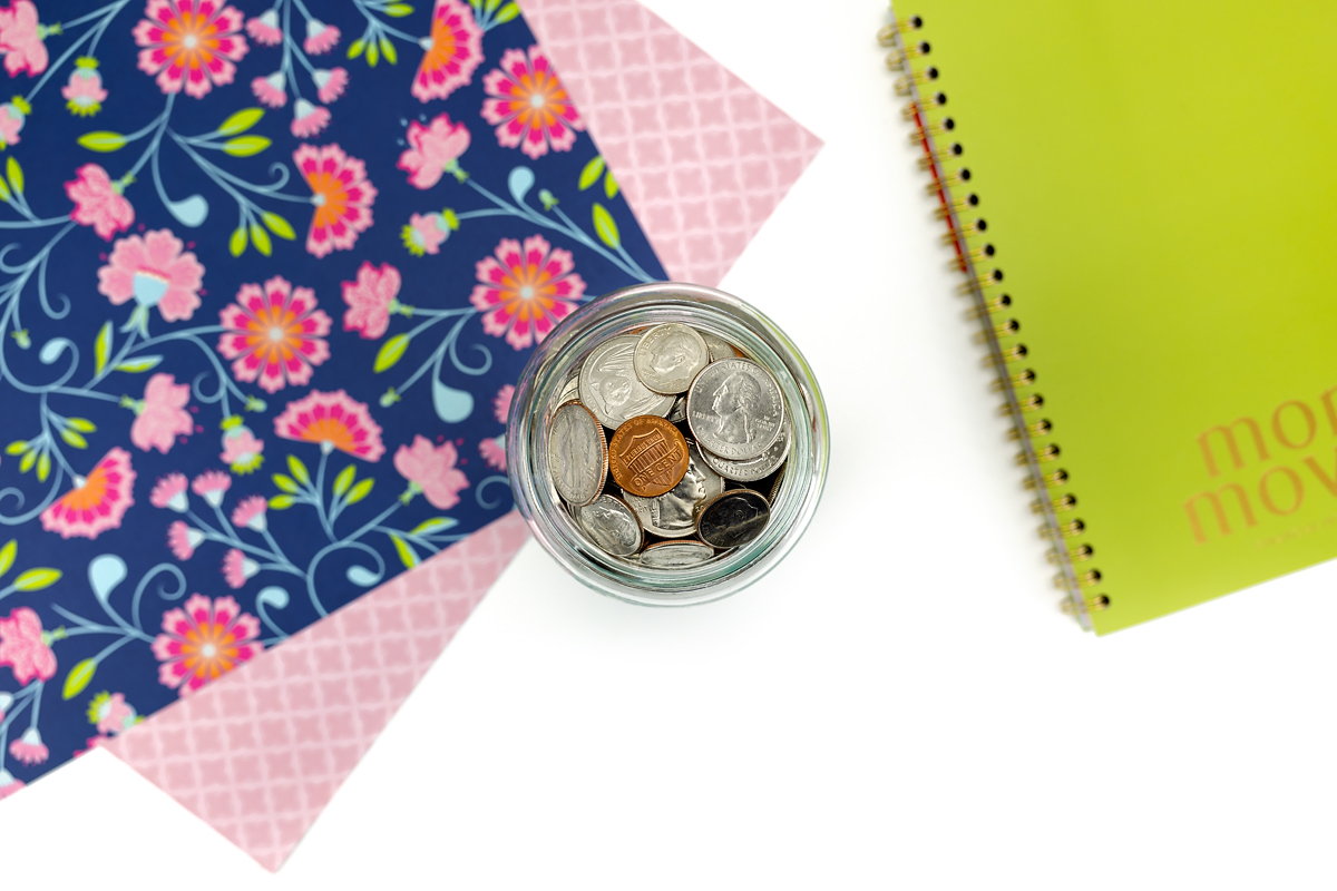Photos of coins in a jar.