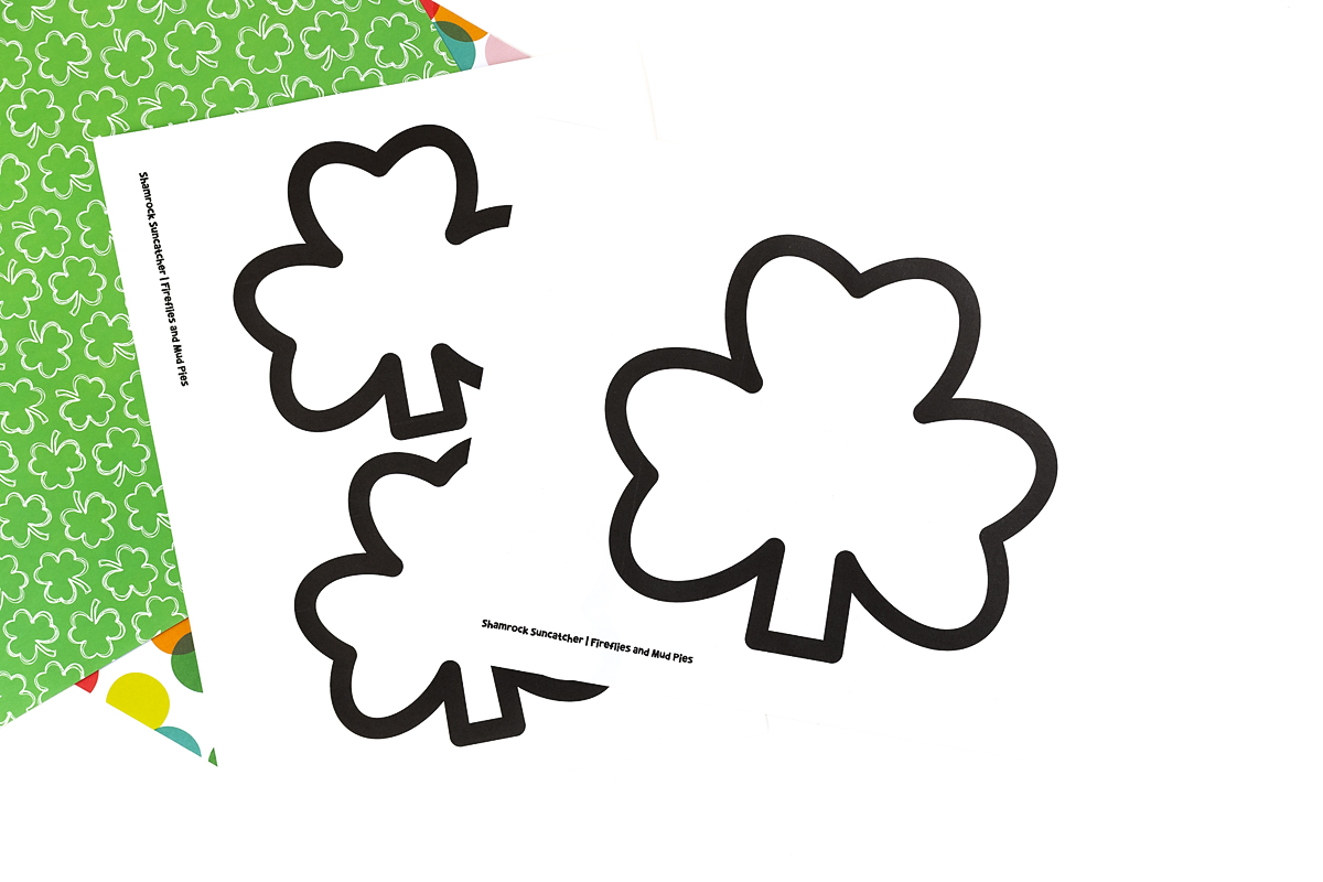 Shamrock suncatchers free printable template.