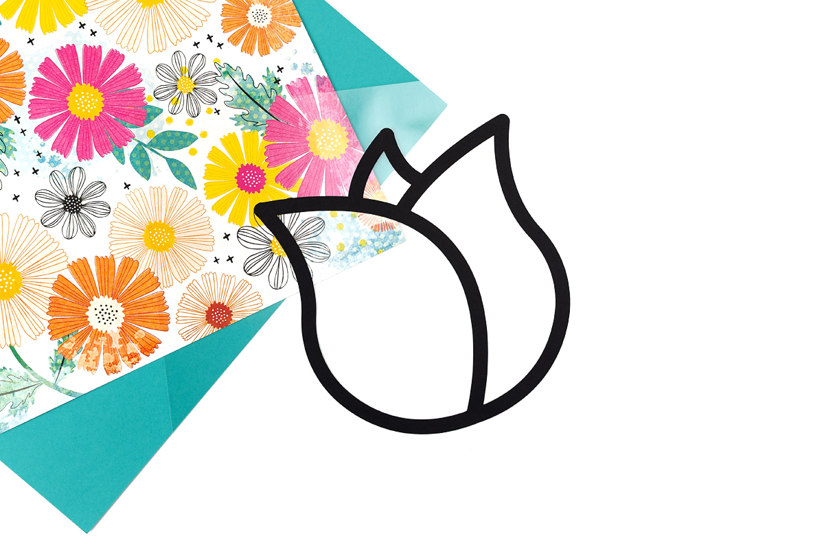 Tulip suncatcher frame on contact paper.