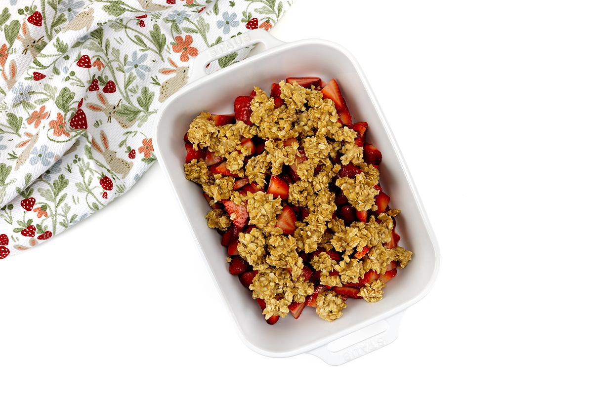 Strawberry crisp ready to cook.
