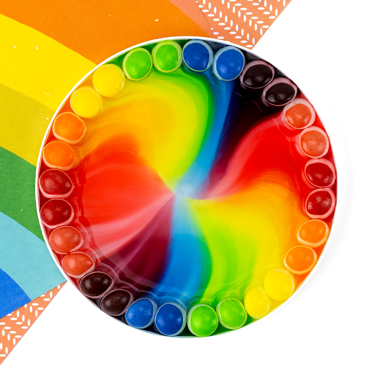 Skittles experiment in water.