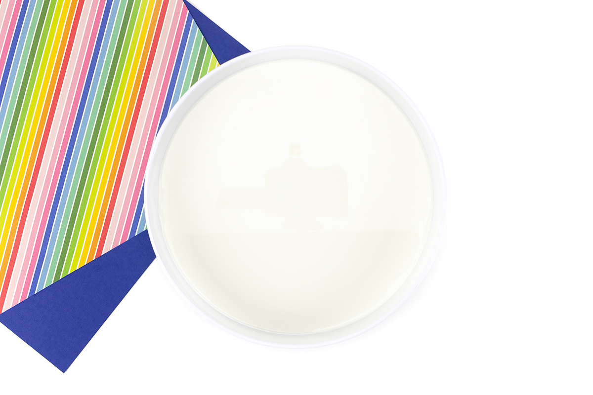 Milk on a plate.