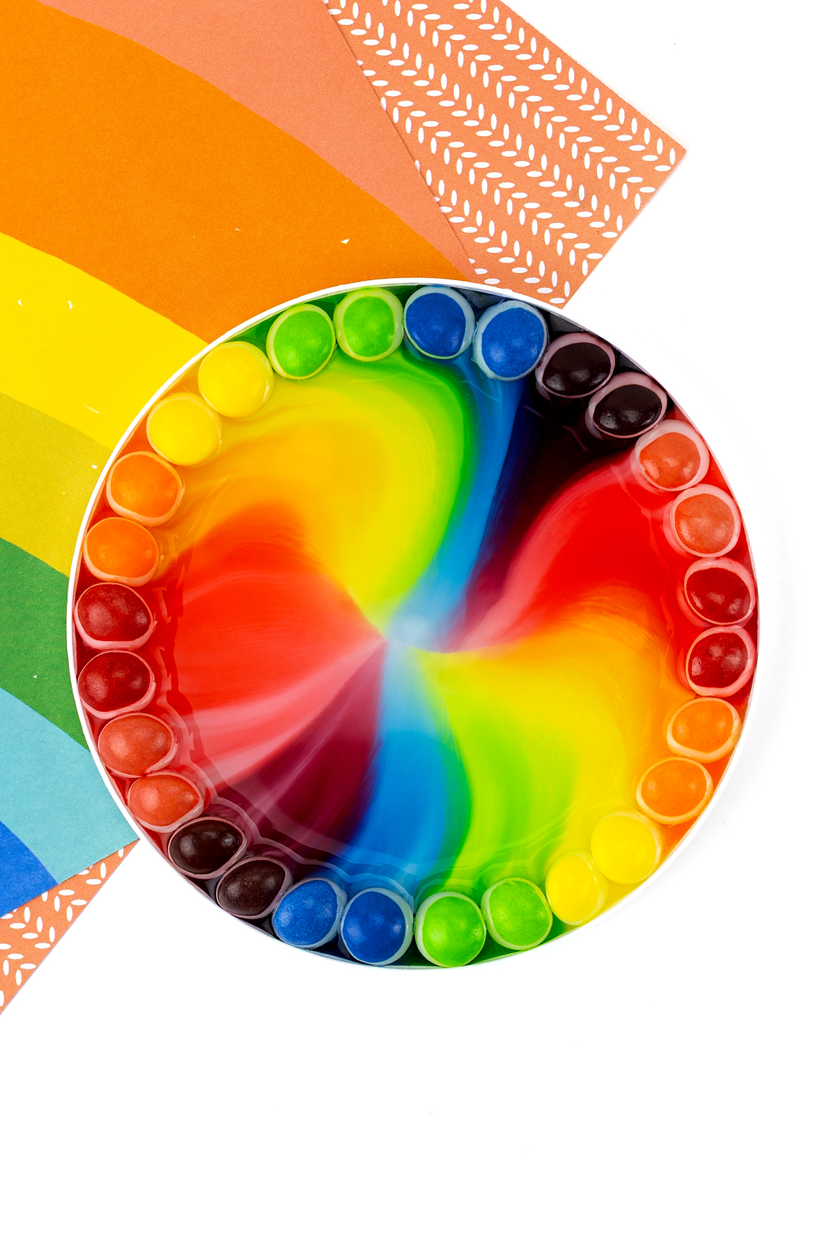 End result of the Skittles Science experiment.