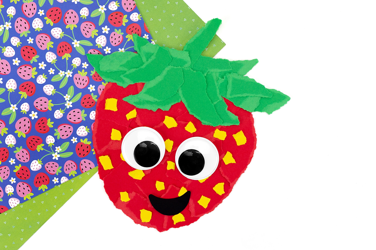Torn Paper Strawberry Character craft finished.