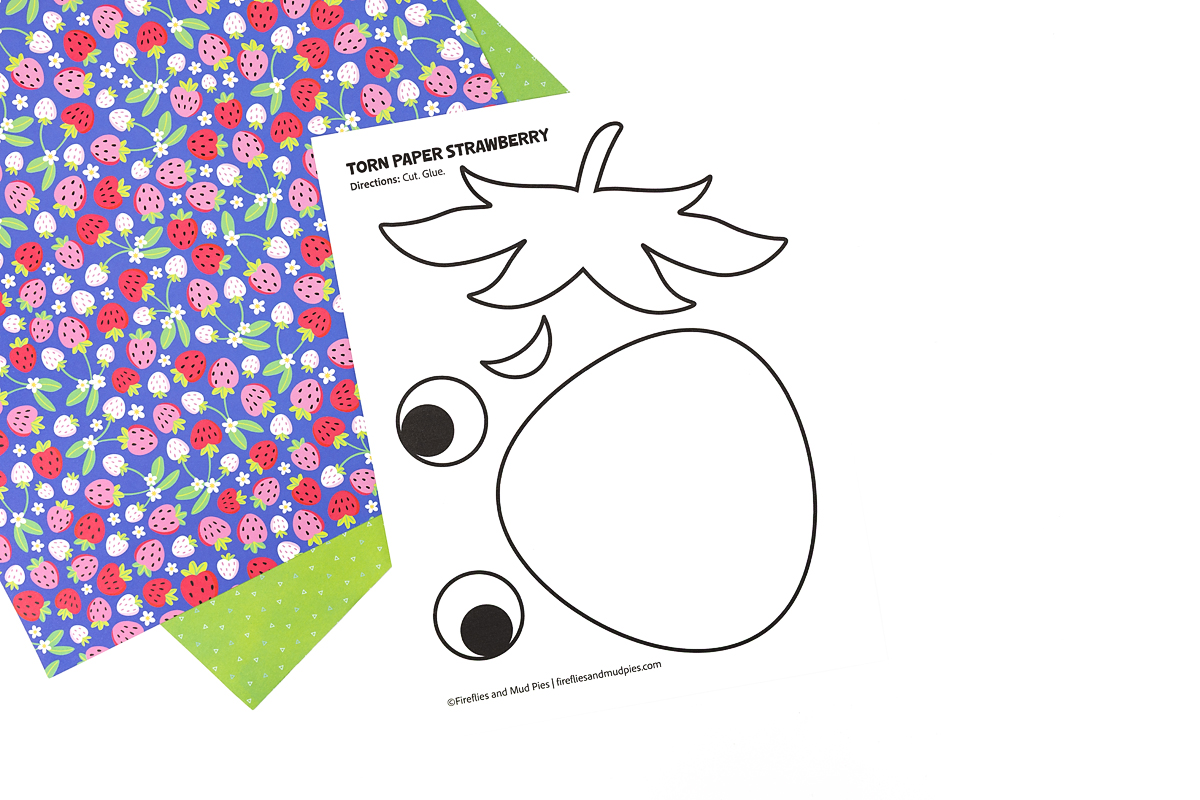 Torn paper strawberry template.