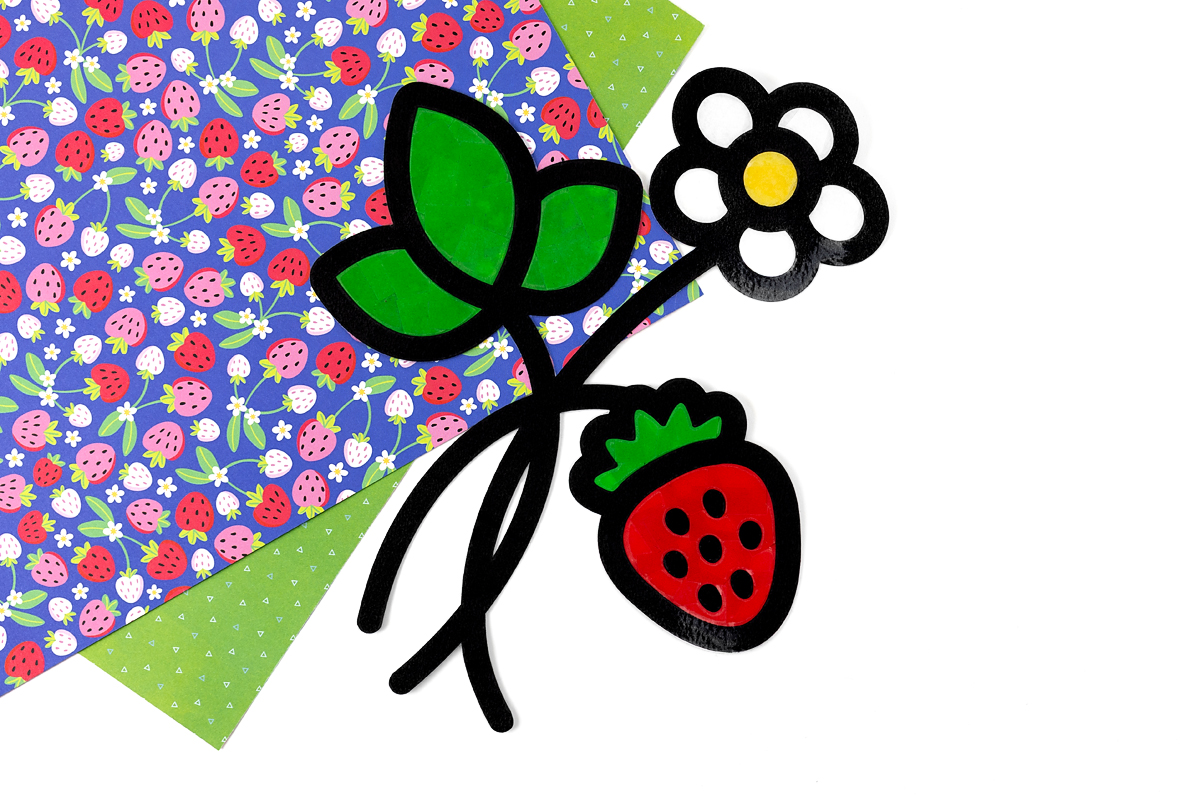 Finished Strawberry Suncatcher craft.