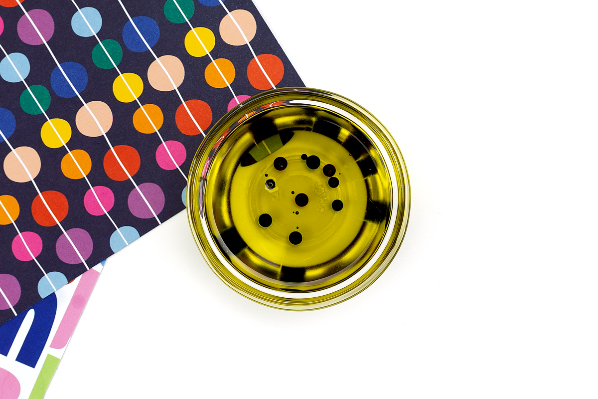 Olive oil with food dye in it.