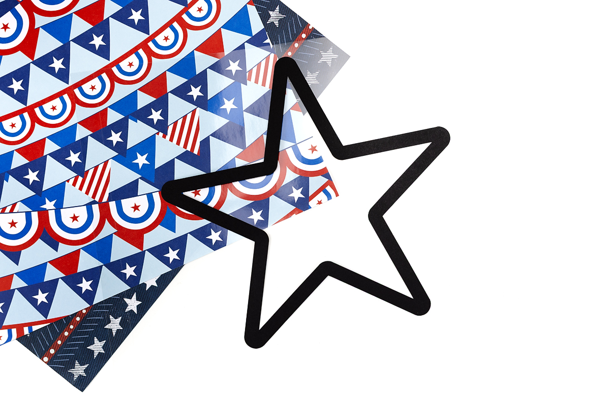 Star template on laminating sheet.