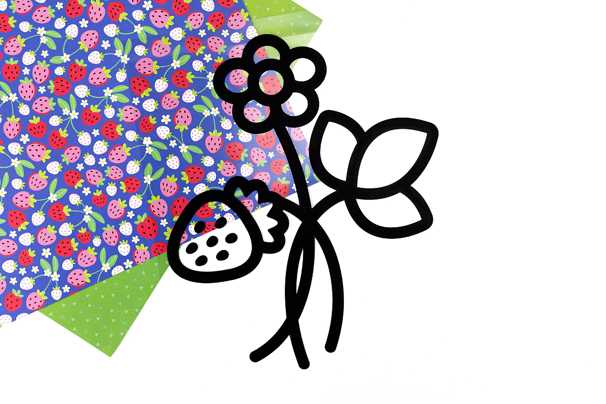 Strawberry Suncatcher on a self-seal laminated sheet.