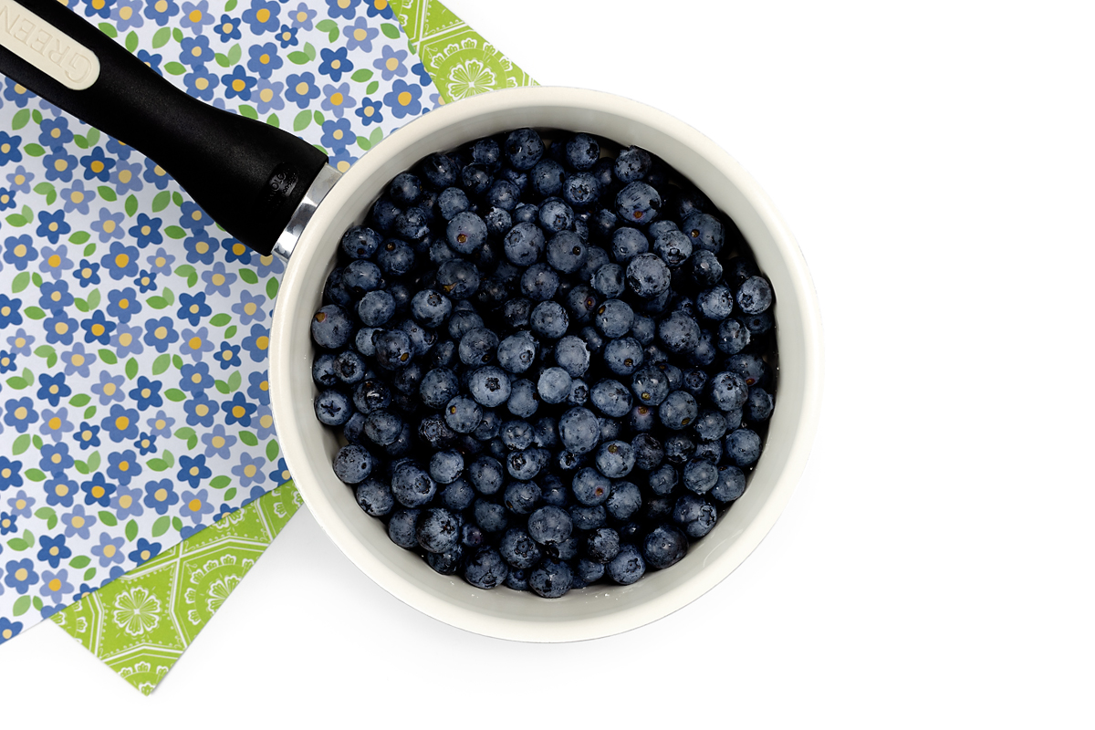 Blueberries in a pot.