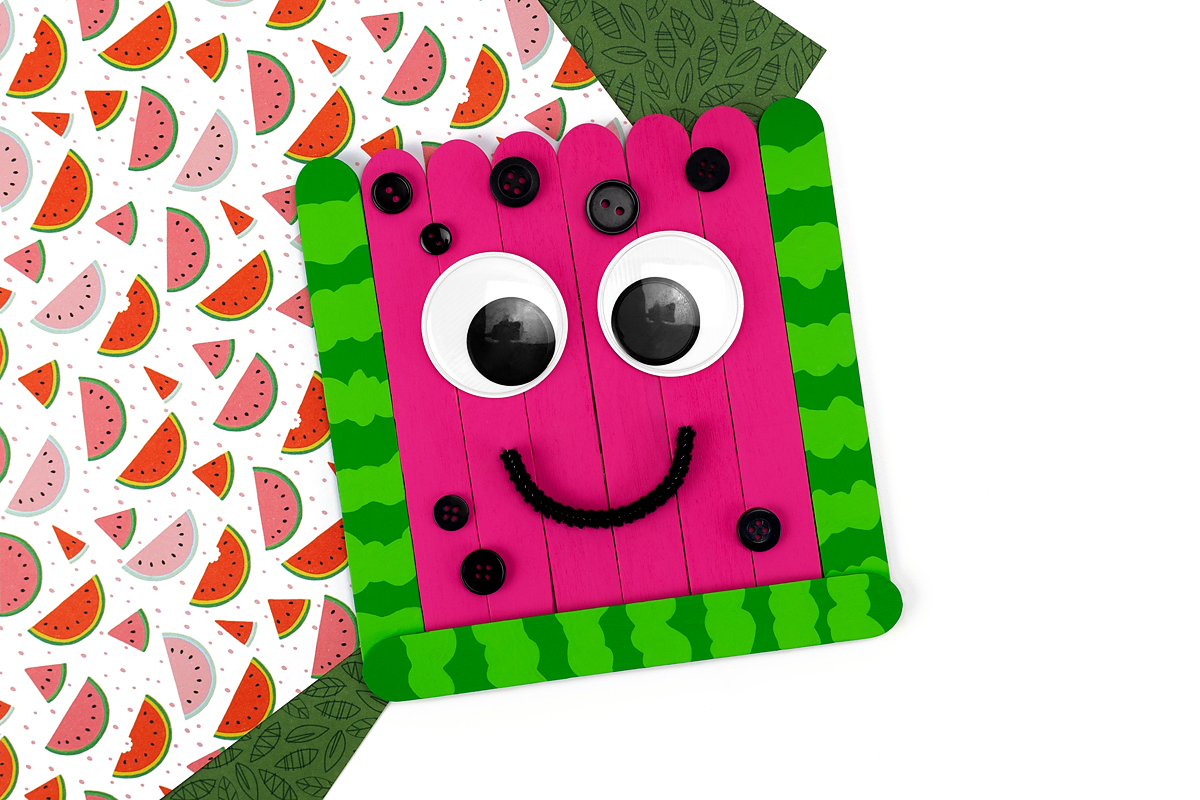Watermelon popsicle stick character.