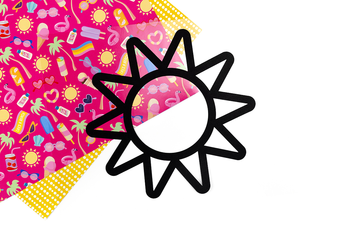 Sun Suncatcher on self-seal laminating sheet.
