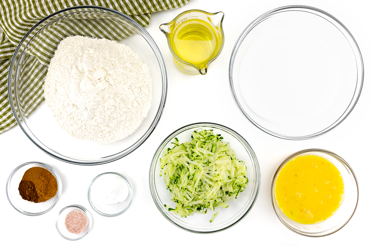 Ingredients for zucchini bread.