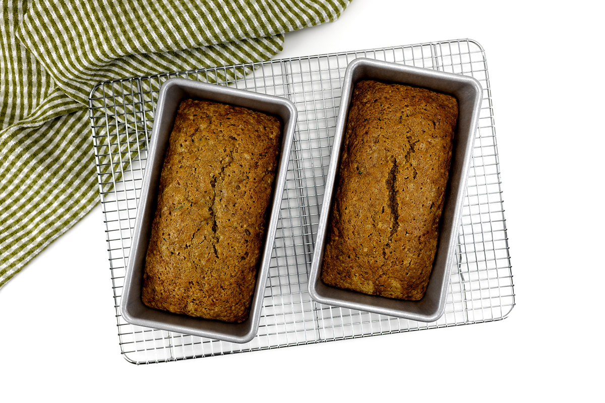 Zucchini bread recipe baked up and ready to eat.