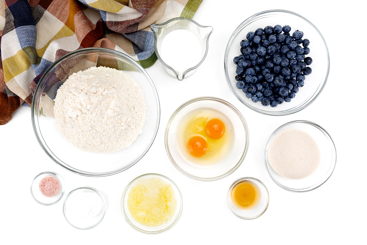 Ingredients for blueberry muffins.