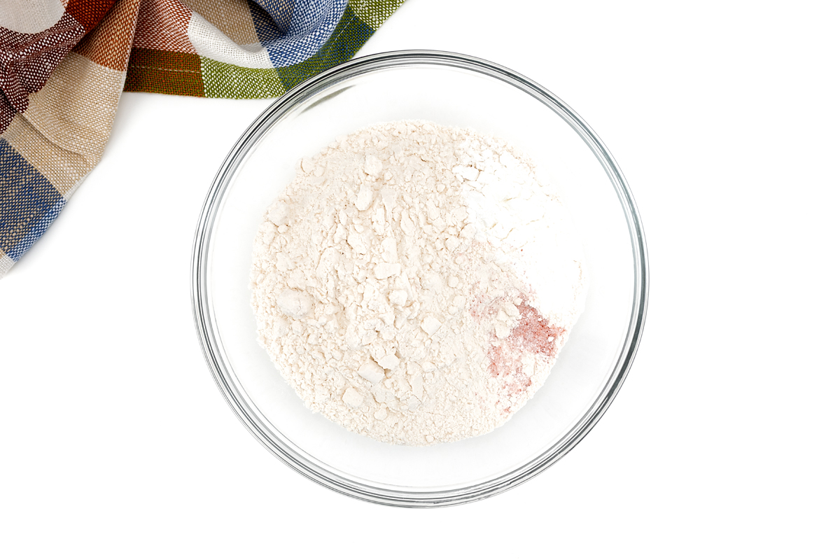 Dry ingredients for blueberry muffins.