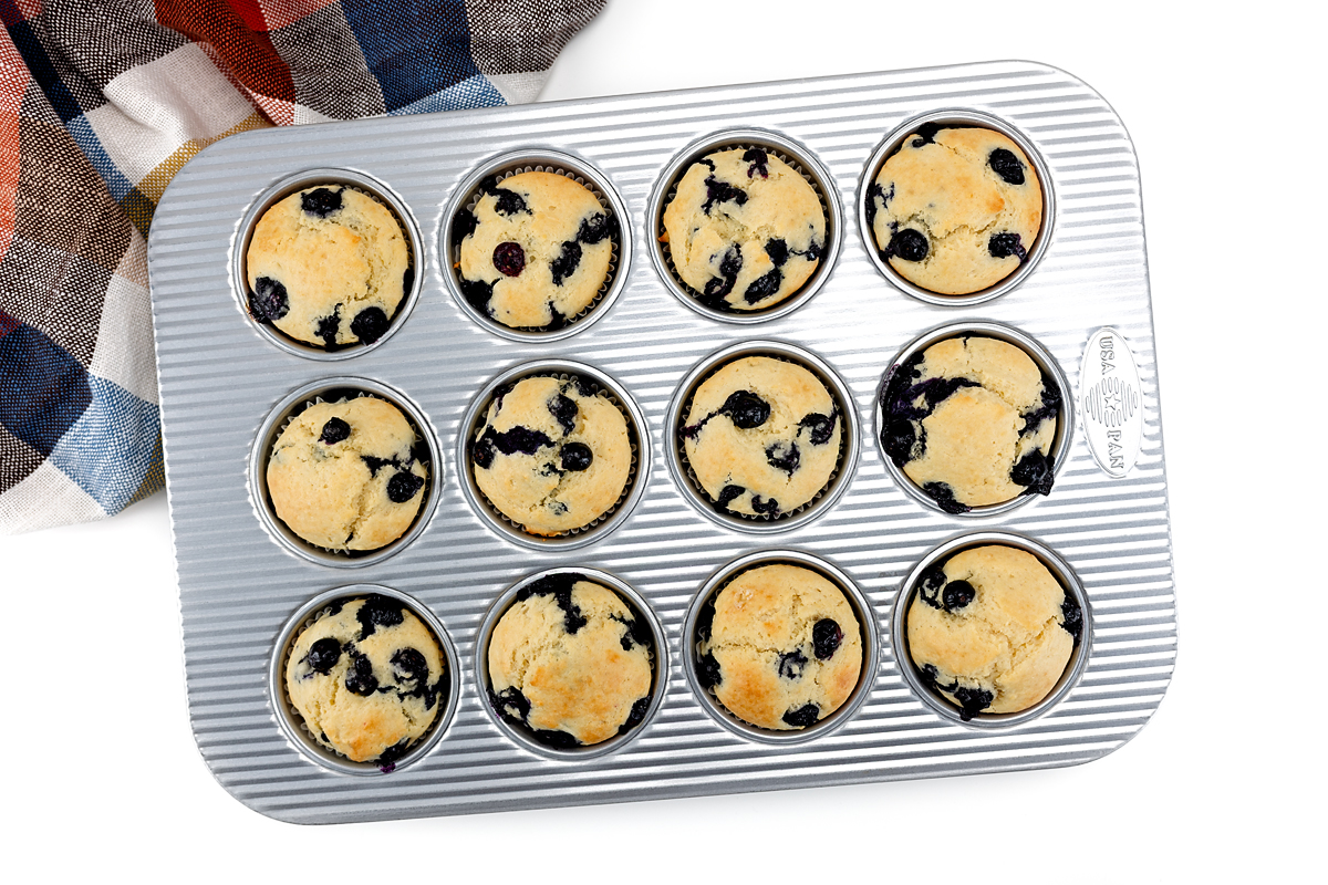 Baked blueberry muffins.