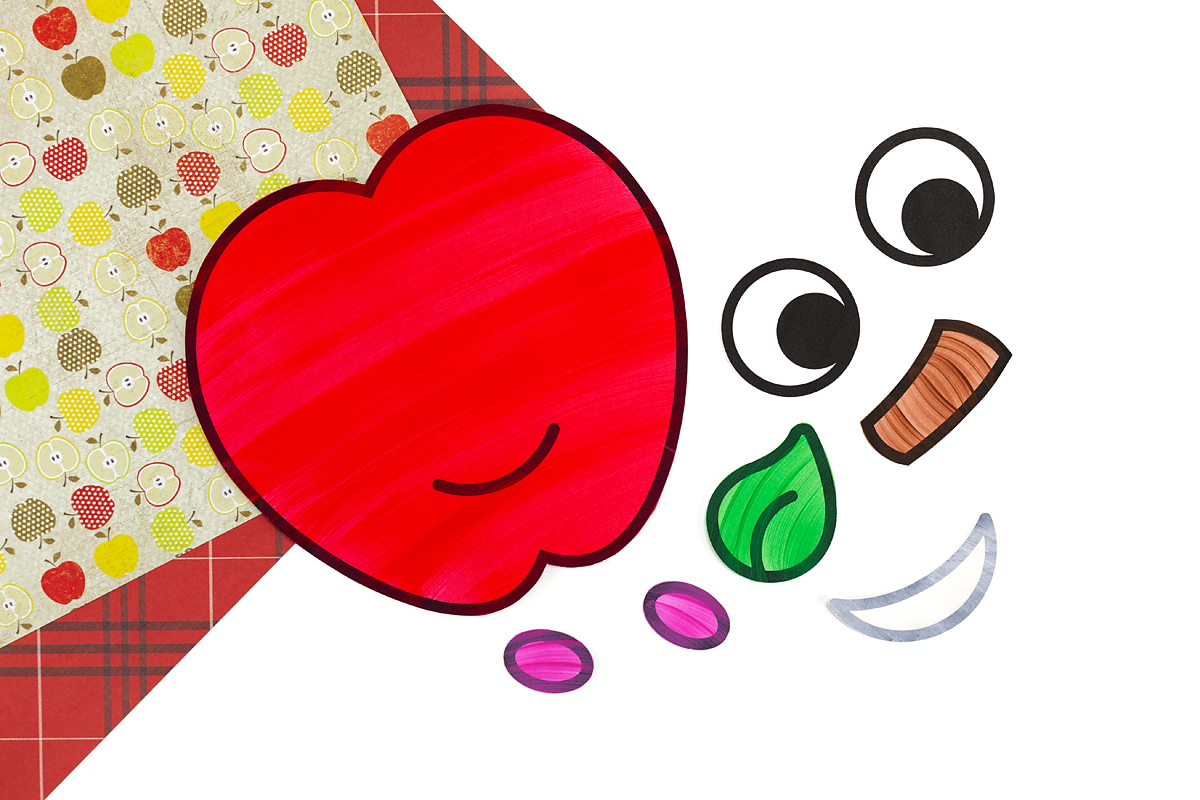 Apple craft pieces cut out.