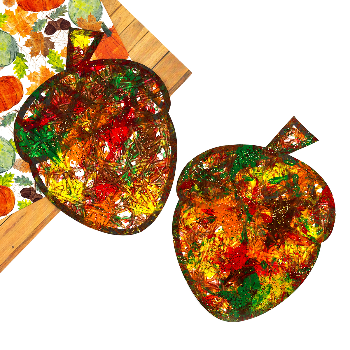 Finished acorn painting for kids.