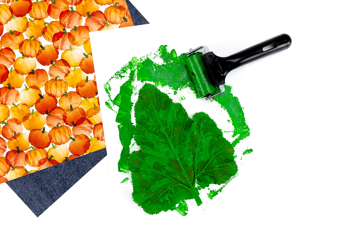 A pumpkin leaf painted green.
