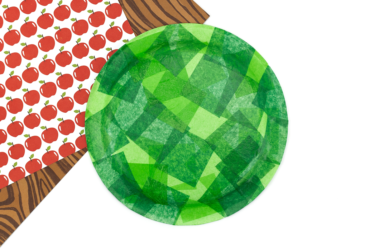 Tissue paper fully covering a paper plate.