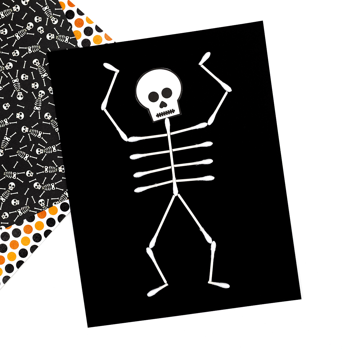 Cotton swab skeleton craft for kids.