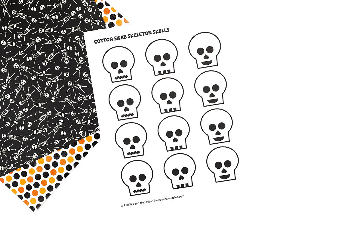Q-tip Skeleton Craft template download.