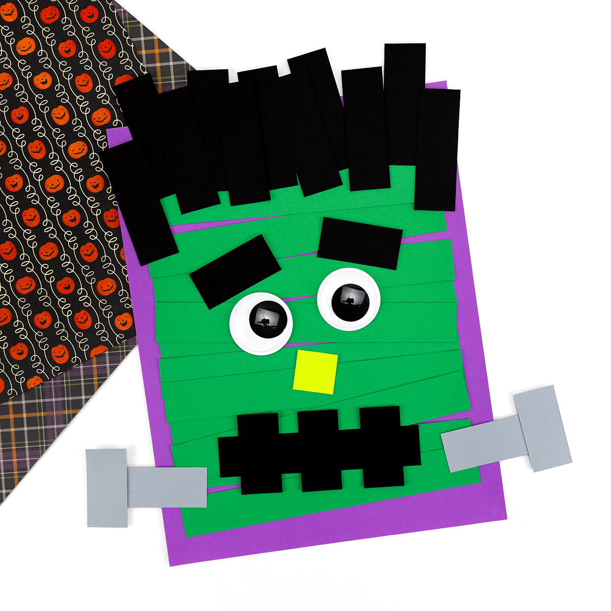 Finished Frankenstein Paper Strip Craft.