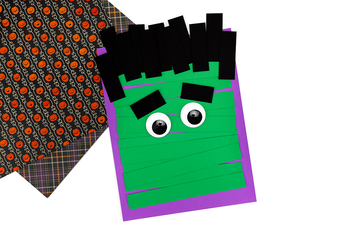 Paper Strip Frankenstein craft for kids.