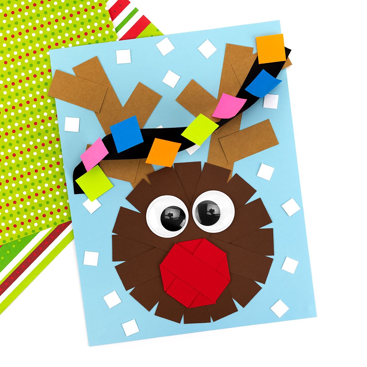 Finished reindeer craft displayed and ready to hang.