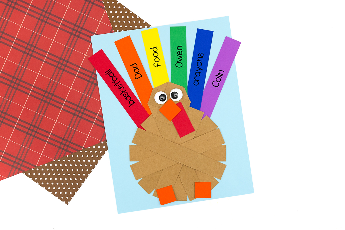 Finished paper turkey craft for kids. 