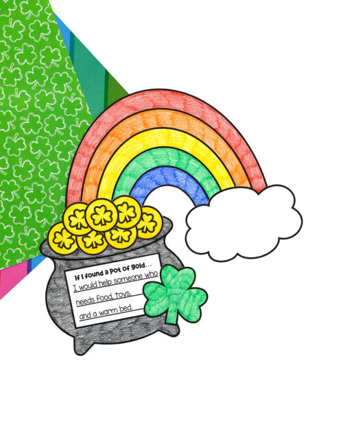 Pot of Gold Craft for kids on a white background.