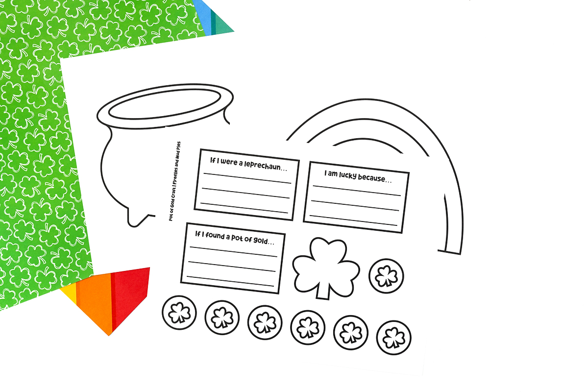 Pot of Gold Craft templates on a table.