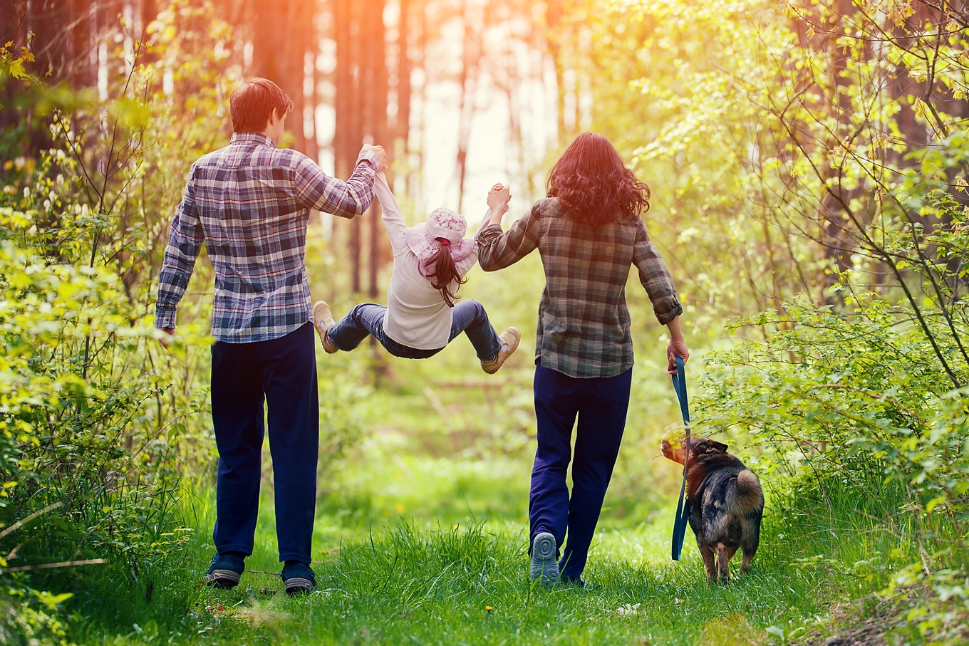 Family Walking in Nature Family Walking in Nature